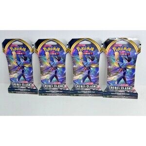 4 Pokémon TCG: Sword & Shield Rebel Clash Sleeved Booster Packs New Sealed
